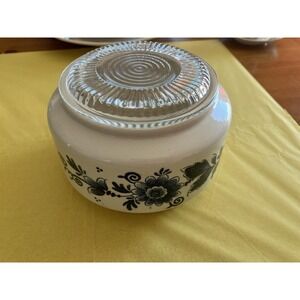 Vintage Delft Blauw Floral Country Canister Hand Painted and Made In Holland